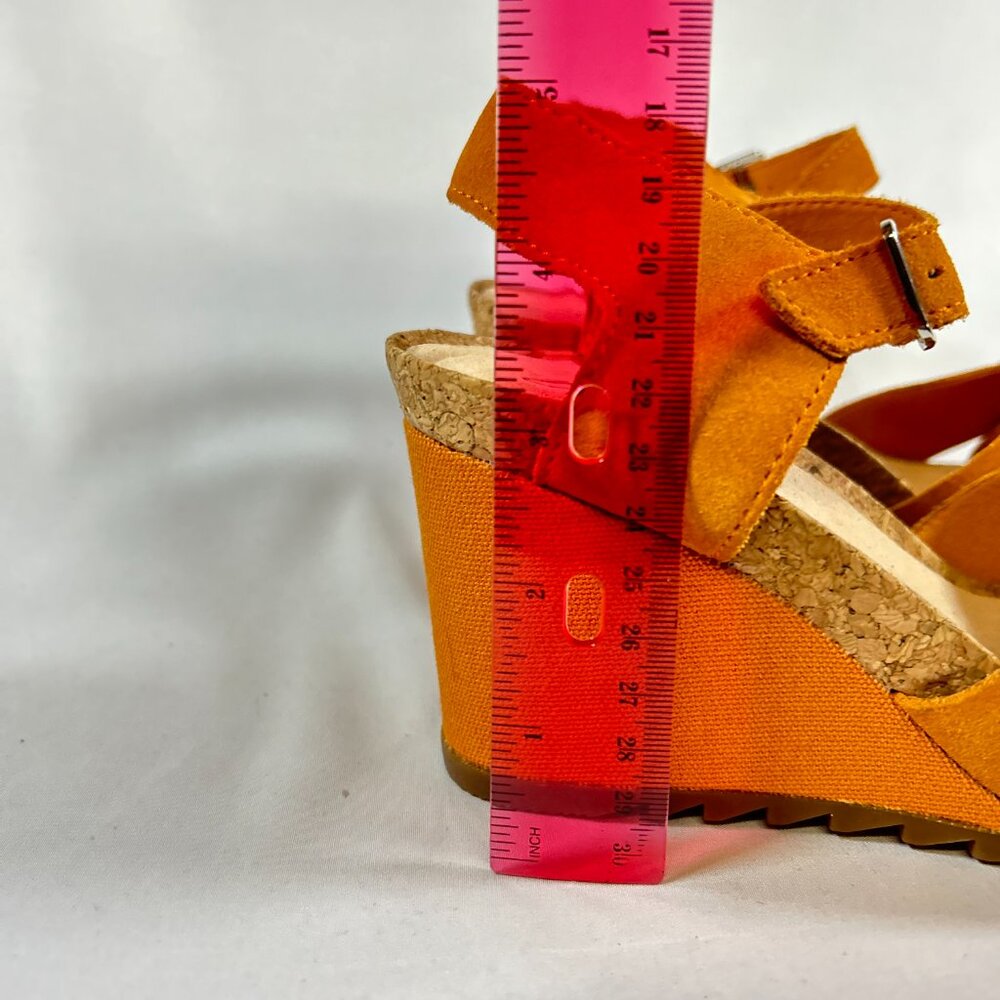 Clarks Orange Suede Wedge Sandals - Picture 11 of 12